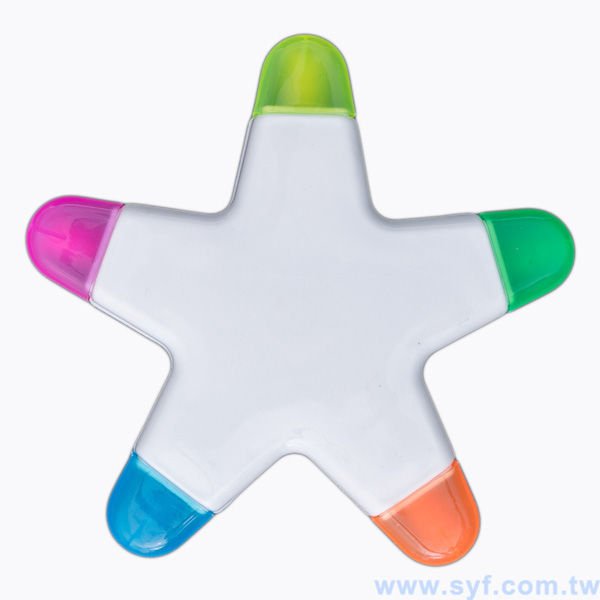 星星造型五色螢光筆H-開蓋式螢光筆-可客製化印刷logo_0